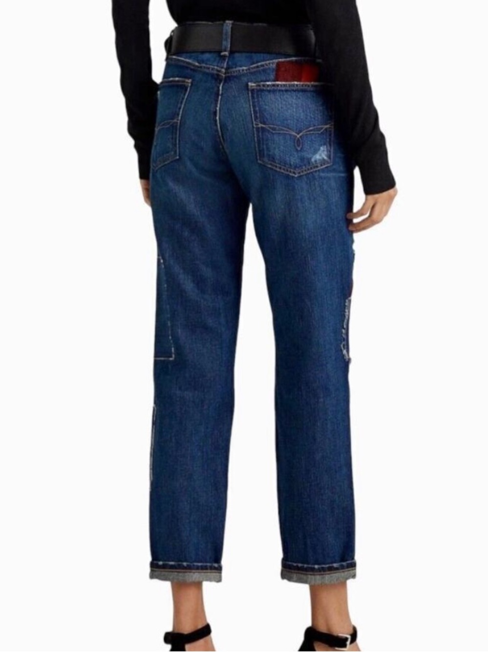 LAUREN RALPH LAUREN Patchwork Relaxed Tapered Lace Plaid Straight Jean--NWT--30 - Picture 12 of 16